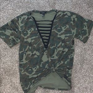 Deep v-neck camp top